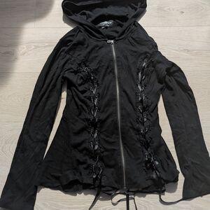 Royal Bones Lace Up Black Jacket